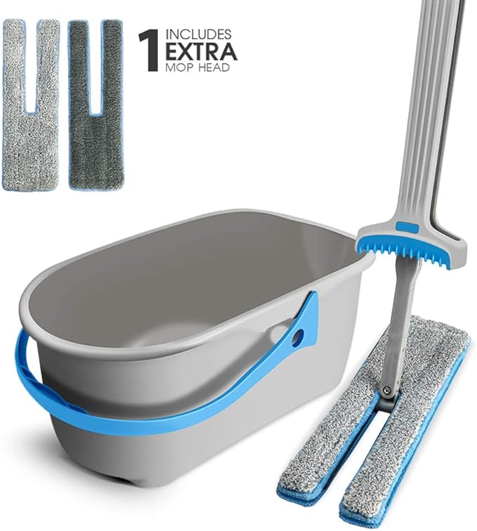 Masthome Double Sided Squeegee Mop with Bucket Easy Self
