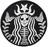 Dead Mermaid Zombie Halloween Skull Skeleton Sew Iron on Embroidered Patches - Black (1Pcs.)