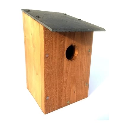 Slate Roof Nesting Box Small Birds Back Hole Hook Wall Fence Or