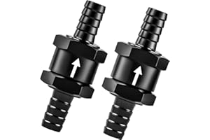 VIGORIGHTER 3/8 Inch 2PCS Fuel One-way Check Valve, Aluminium Alloy 10mm OD Fuel Line Check Valve One Way Non Return for Diesel Gasoline Water, Black (Set of 2)