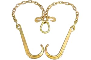 TBAPFS 5/16" Grade 70 V-Type Transport Tow Chain w/15 J-Hooks 2Ft Long Shank Legs for Flatbed Truck Tie Trailer Tractor Car Wrecker Tow Chain,4700 Lbs Working Load Limit,G70 Steel Towing Chain Bridle