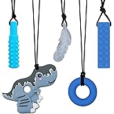 Chew Necklaces for Sensory Boys, Chewy Necklace Sensory Kids with ADHD, SPD, Teething, Biting Needs, Silicone Chew Toys for A