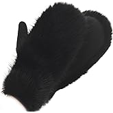 CLeemuziN Winter-Warm Faux-Fur-Fuzzy Mittens Women Girls Fleece Lined Plush Cold Weather Gloves for Ski Snow Walk Outdoor