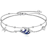 AOBOCO Sterling Silver Anklet for Women Crystal Butterfly Dragonfly Evil Eye Ankle Bracelet