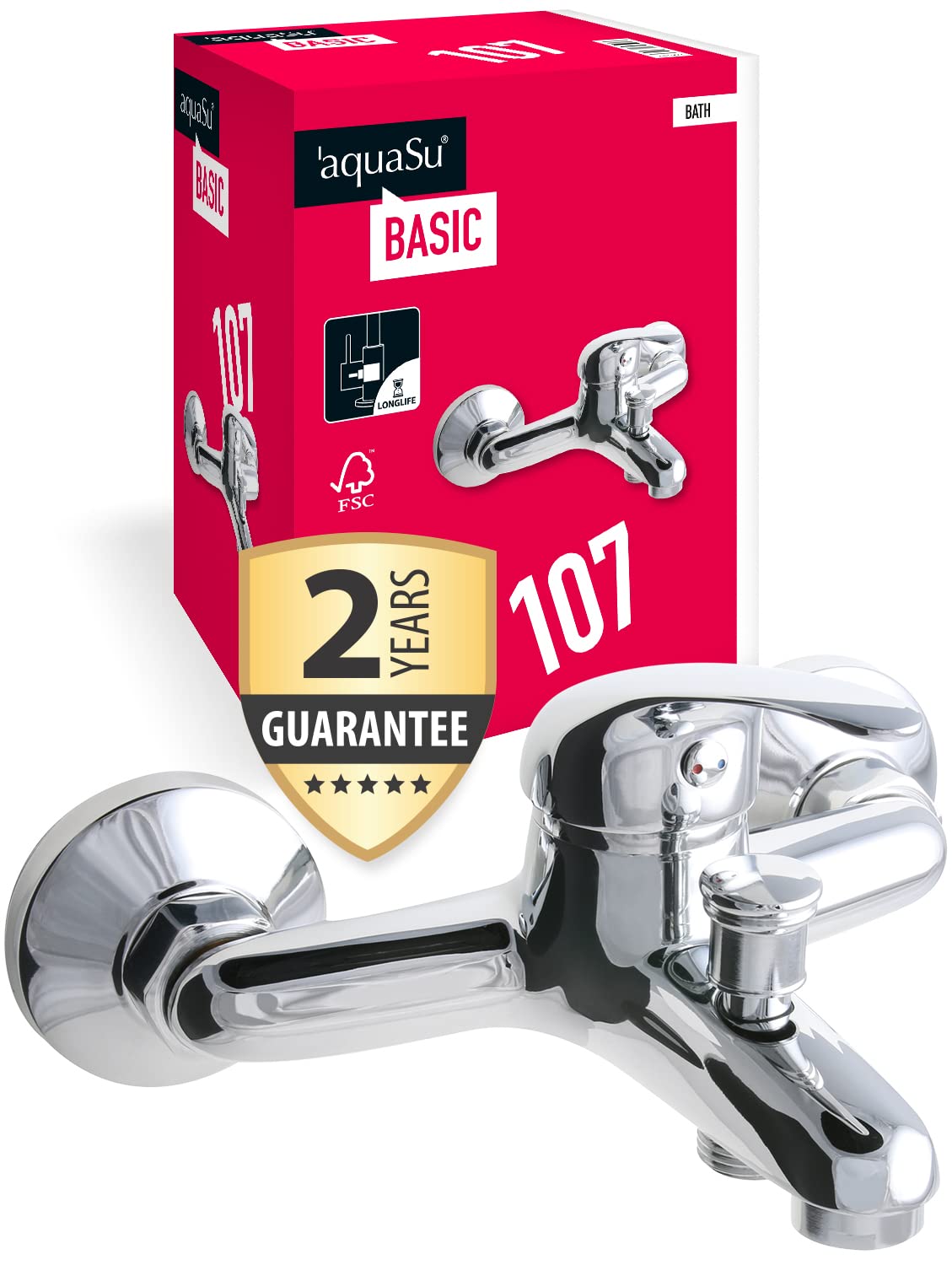 Sanitop-Wingenroth Tiado 78109 1 Single-Lever Mixer Tap for Bathtub | Chrome | Single-Lever Mixer Tap | Bath Tap