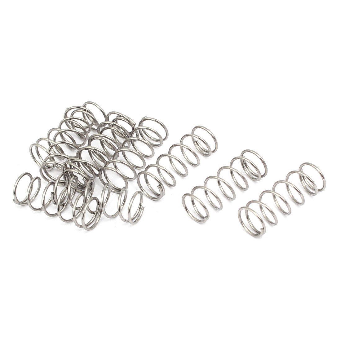 sourcing map Compression Spring,304 Stainless Steel,8mm OD,0.7mm Wire Size,20mm Free Length,Silver Tone,10Pcs