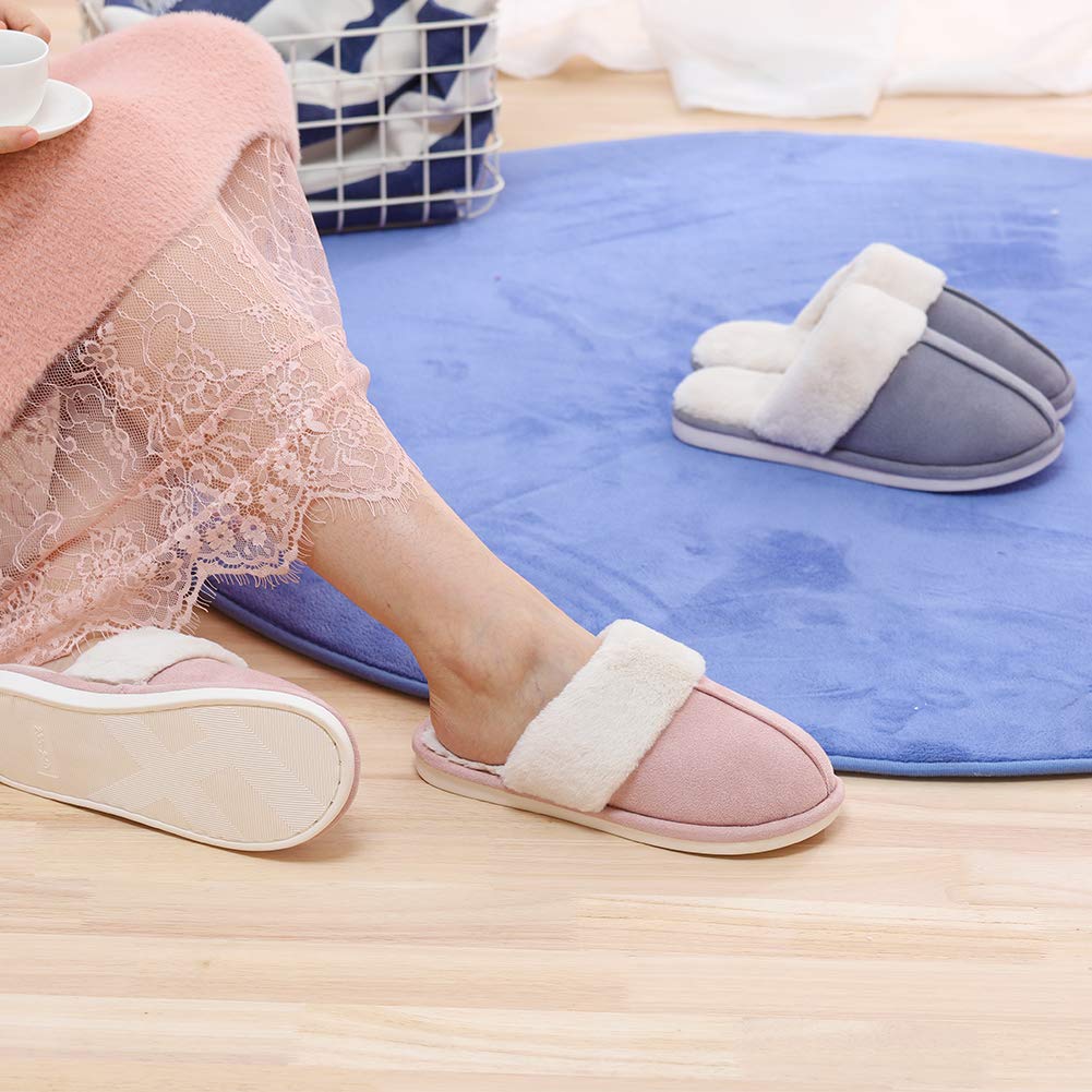 CAMEL CROWN Women\'s Comfort Fleece Memory Foam Slippers Slip-on Clog House Shoes Indoor Use (Dark Grey, 10-11 N (A) US)