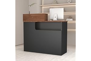 YTElantivo Reception Desk with LED Light and Locking Drawer – 47.2" Small Front Desk for Salon, Office, Retail, Lobby or Checkout Counter Use