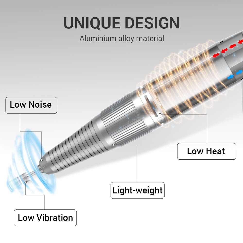 MelodySusie Professional Rechargeable 30000 rpm Nail Drill, Portable E-File with Long Life Battery, Electric Tool for Acrylic Nail Natural Extension Poly Nail Gel, High Speed, Low Heat, White: Beauty