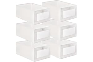 Coloch 6 Pack Linen Storage Bins with Clear Window, Collapsible Closet Storage Box Fabric Clothing Organizer Stackable Organi