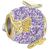 SBI Jewelry Gold Butterfly Charm Compatible Pandora Bracelets Sparkling CZ Birthstone Charms for Women Mom Daughter Wife Jewelry