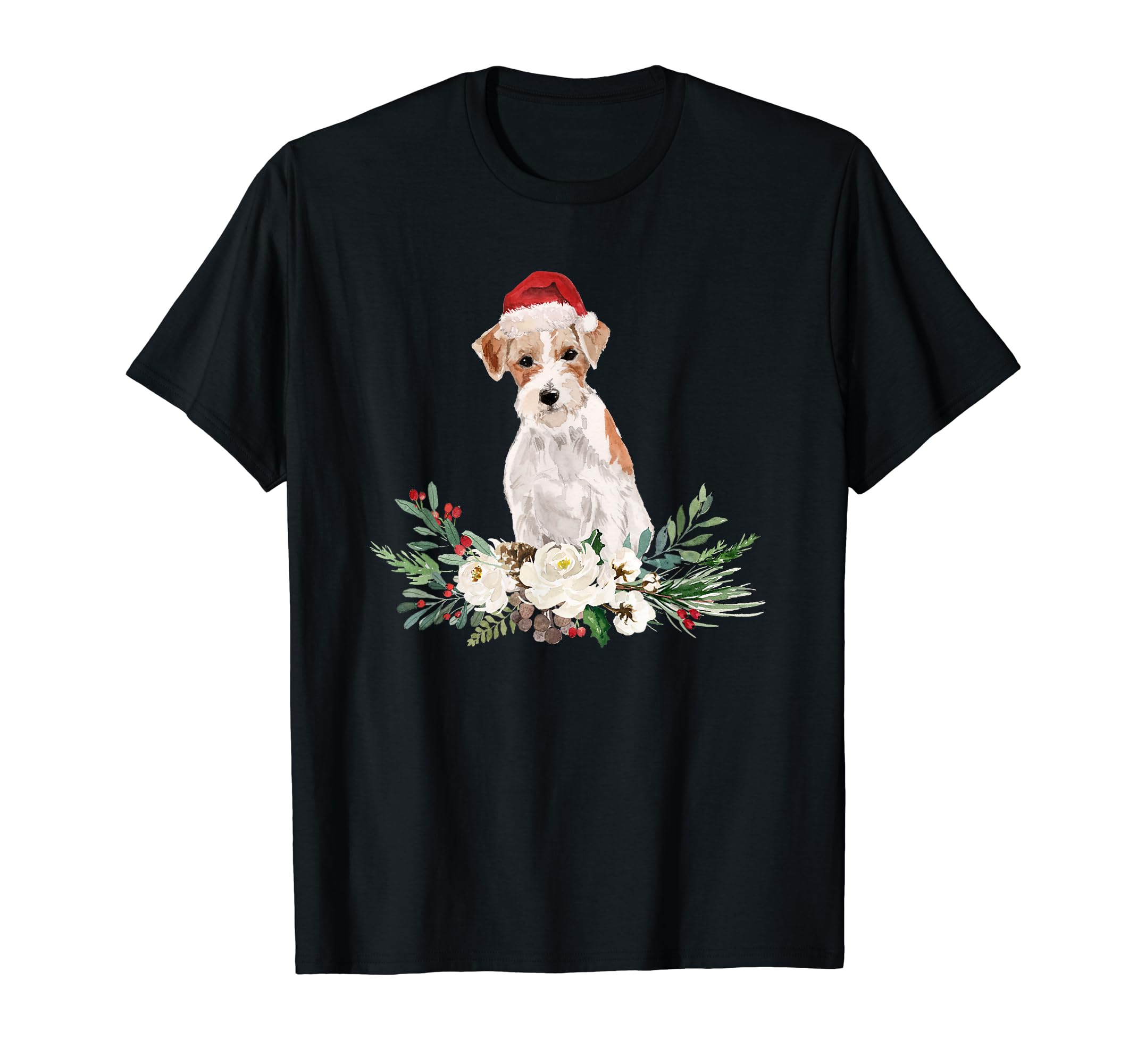 Jack Russell Terrier Dog Lover Christmas Santa hat Tshirt T-Shirt