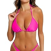 CHANGEZOE Triangle Bikini Tops for Women Halter String Bathing Suit Tops Sexy Brazilian Black White Swimsuit Top