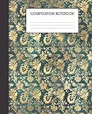 Composition Notebook: Faux Golden Floral Flower Pattern College Ruled Notebook Lined School Journal