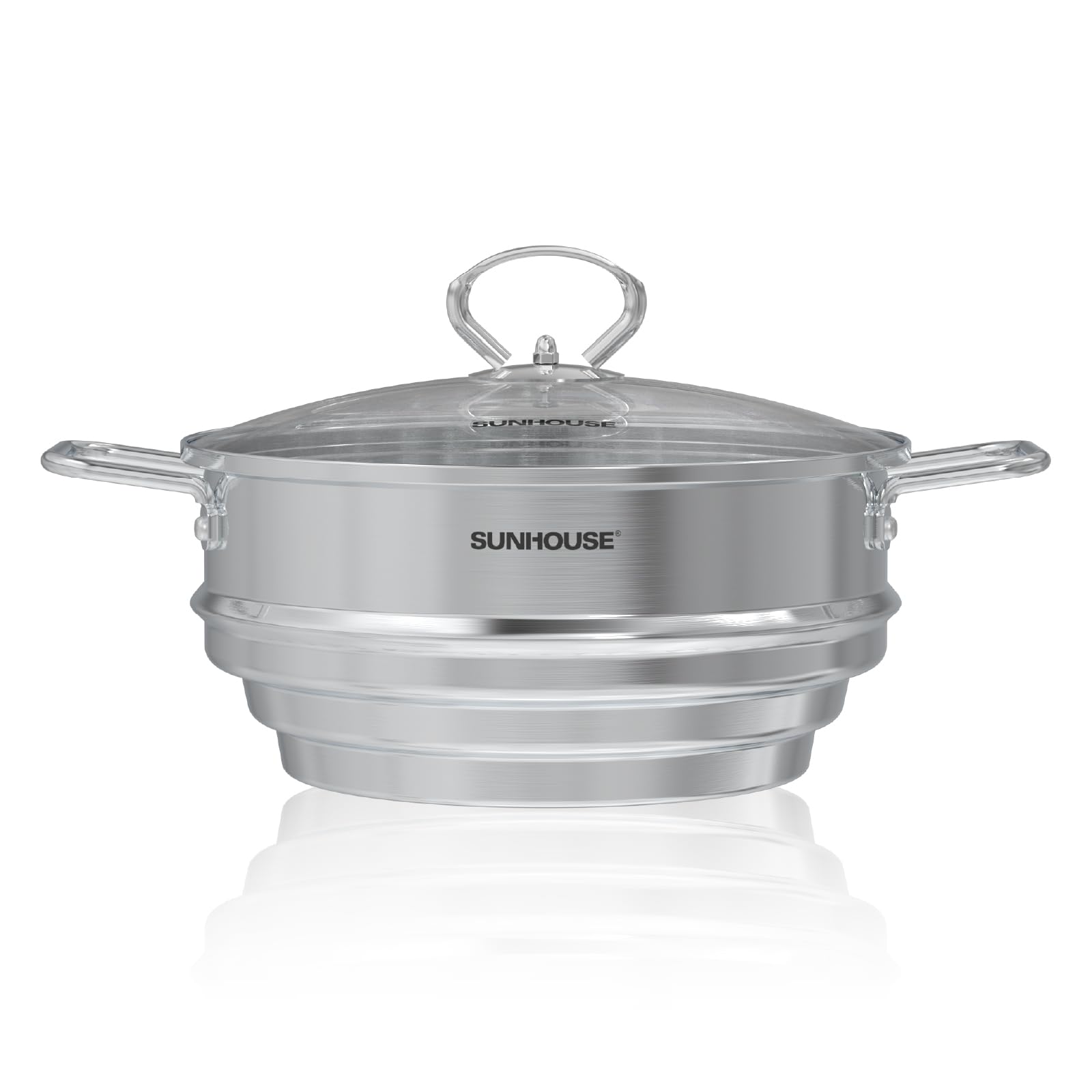 Photo 1 of SUNHOUSE 5 Quart Stainless Steel Steamer Insert – Multi-Purpose Soup & Food Steamer with Stay-Cool Handles & Heavy-Duty Glass Lid – Fits Various Pot Sizes (8", 8.5", 9.5")