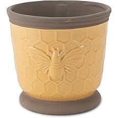 Napco 21881 Industrial Vintage-Honeycomb Bee Ceramic Planter/Cache Pot, Round 4.75 x 4.75 x 4.75 Inch