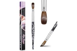 Shine Chance Acrylic Nail Art Brush Size 10, 100% Pure Kolinsky Hair Oval for Application, Professional Extension Manicure Tool Striping Drawing Pen DIY Home Salon, Black, 1.0 Count