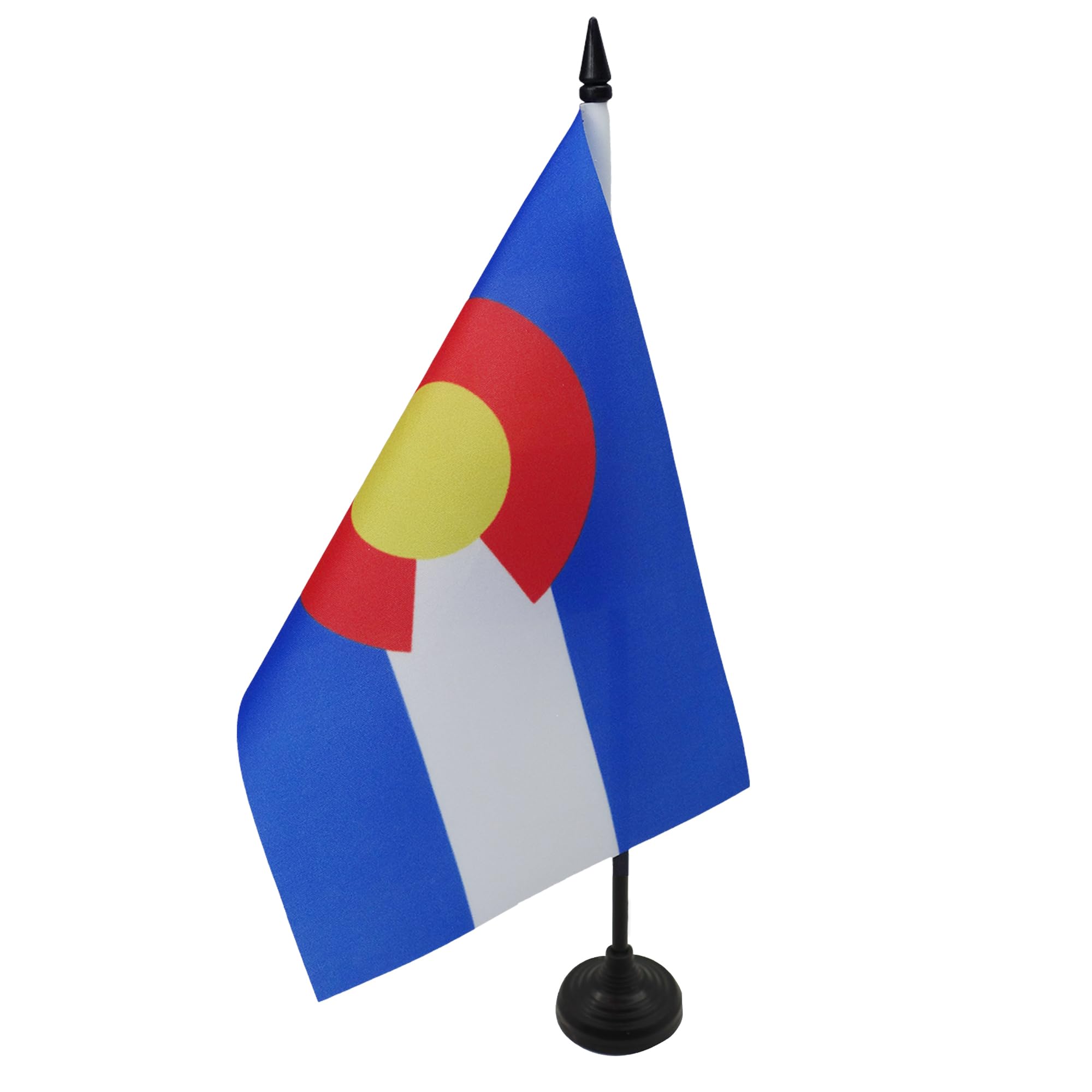AZ FLAG Colorado Table Flag 5'' x 8'' - US state of Colorado Office Decoration 100% Polyester 21 x 14 cm - Mini Desk Flag with Pole and Black Plastic Base