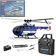 EnuoChbuild Remote Control Helicopter for Adult, C186 MAX BO105 Gunship Helicopter RC 4CH Single Flybarless Aircraft with 6-Axis Gyro - RTF RC Version, 23.5 x 7.1 x 8.1cm, Blue White