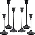 Black Candle Holders Set of 6, Candle Stick Candle Holder Black, Matte Black Taper Candle Holders for Home Decor, Wedding, Dinning, Party