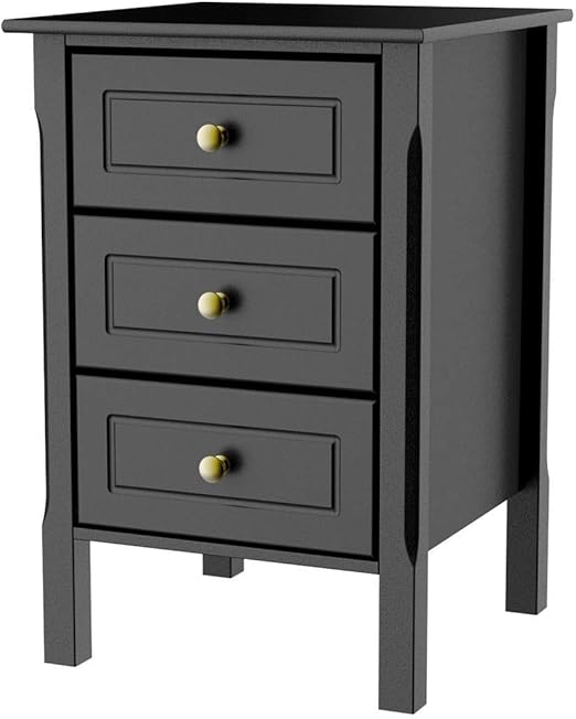 Amazon Com Black 3 Drawers Nightstand Accent End Side Bedside