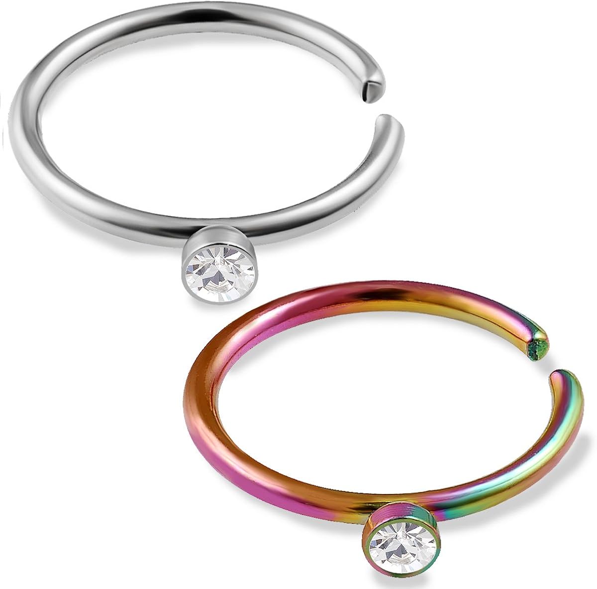 10 Stück Nasenpiercing Ringe Edelstahl - Septum Hoop Set 6-14mm Für Damen & Männer