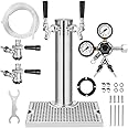 TMCRAFT Kegerator Tower Kit, Double Tap Beer Conversion Kit, Stainless Steel Beer Tower with Dual Gauge CGA-320 Regulator & D-System Keg Coupler for Bars, Pubs, and Restaurants