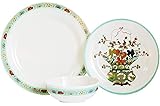 Bowla 12-Piece Melamine Dinnerware Set - Service for 4 (Flower Bottle)