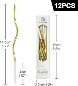 LFBEST 12 Pieces Twisty Gold Birthday Candles with Holder Cake Decoration view 2