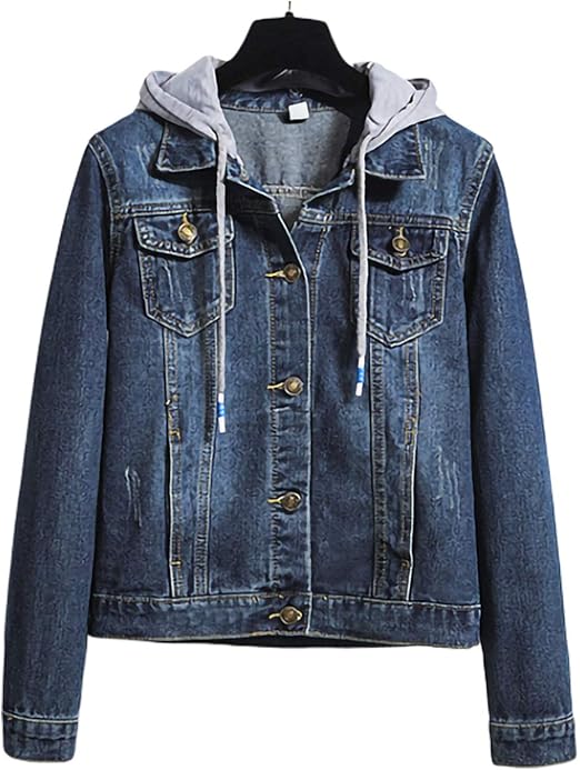 Amazon Co Jp Chunatch デニム ジャケット フード付き パーカー カジュアル Gジャン ダメージ 春 秋 冬 レディース 服 ファッション小物