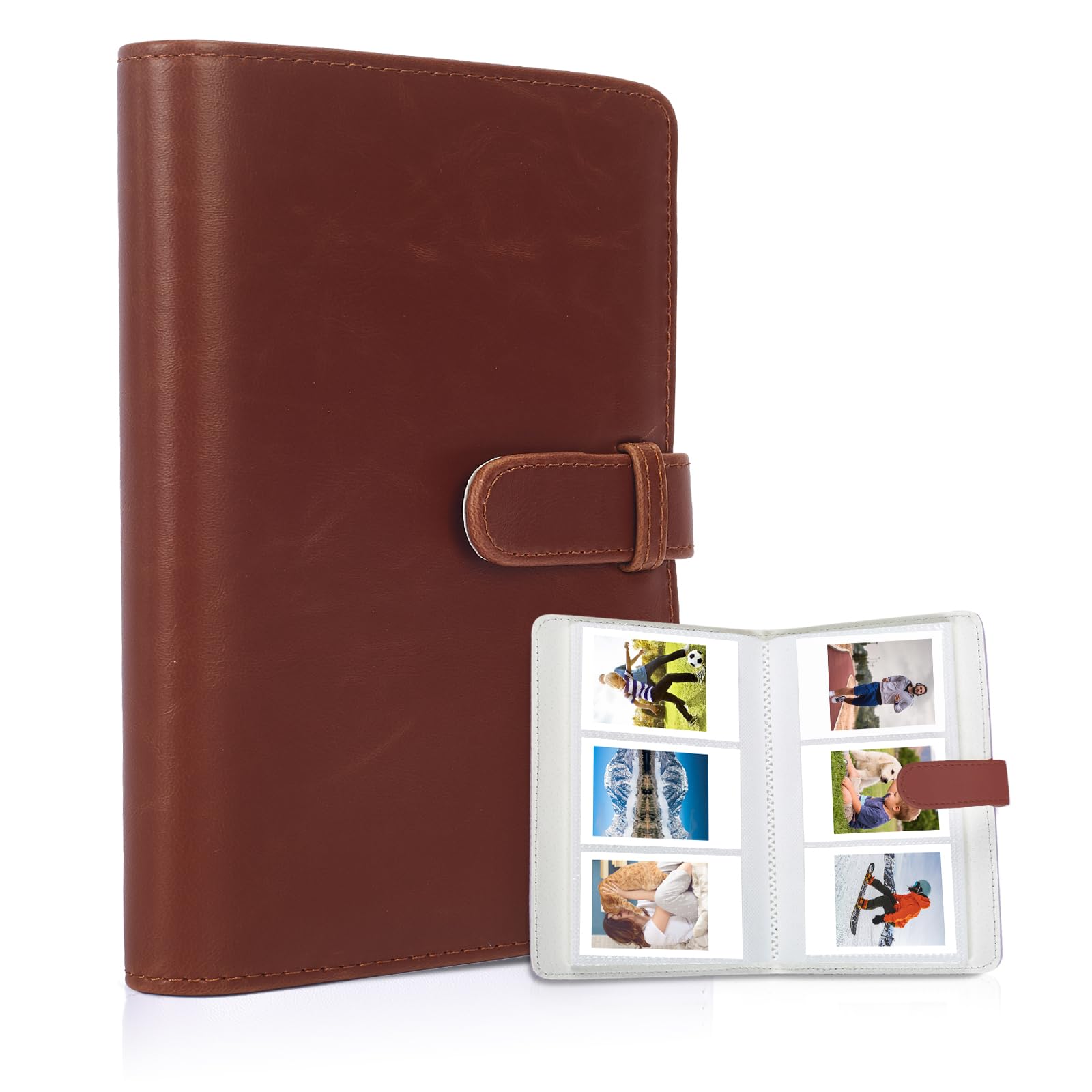 Riosin 108 Pockets Mini Album Compatible with Fujifilm Instax Mini film, Suitable for Instax Mini 12/11/7+/9/Evo/40/99/Liplay, 2x3"Photo Album for Canon ivy 2 Kpop Photocard(Brown) — image 1