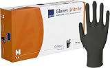 ABENA Black Disposable Nitrile Gloves Medium Pack of 100 Powder Free Latex Free
