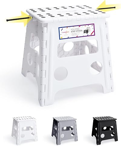HOUSE DAY 13 Inch Folding Step Stool Non Slip Portable White