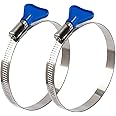 ISPINNER 2pcs 4 Inch Key-Type 304 Stainless Steel Worm Gear Hose Clamps, Adjustable Size Range 91-114mm Clamps for Dryer Vent
