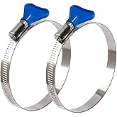 ISPINNER 2pcs 4 Inch Key-Type 304 Stainless Steel Worm Gear Hose Clamps, Adjustable Size Range 91-114mm Clamps for Dryer Vent