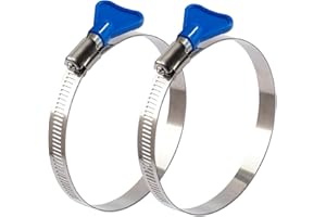 ISPINNER 2pcs 4 Inch Key-Type 304 Stainless Steel Worm Gear Hose Clamps, Adjustable Size Range 91-114mm Clamps for Dryer Vent