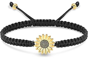 shajwo Sunflower Cremation Urn Bracelet for Ashes for Women Girls Adjustable Cremation Jewelry Braided Rope Memorial Bracelet