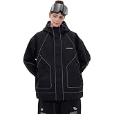 SNOWVERB Women Men Reflective Loose Fit Snow Coat Ski &amp; Snowboard Jackets | Reflective Design &amp; Modern Freestyle, Pit Zips &amp; Powder Skirt, Warm Insulation &amp; Waterproof Comfort, Baggy Fit &amp; Deep Pockets