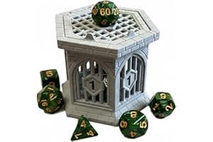 Dice Jail with Secure Clip-On Lid and Avocado Green Polyhedral Dice Set (7-Piece) - Fun Tabletop RPG Accessory Bundle for D&D