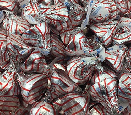 Hershey's Hugs Kisses Candies, Silver Red Stripe (Pack of 2 Pounds)