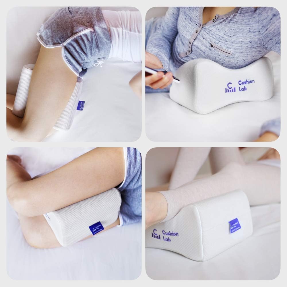 Cushion Lab Extra Dense Orthopedic Knee Pillow for Side Sleepers w/Hypoallergenic Cover - Firm Leg Support for Hip, Pregnancy, Sciatica, Joint, Spine, Back Pain Relief - Memory Foam Contour Wedge: Home & Kitchen