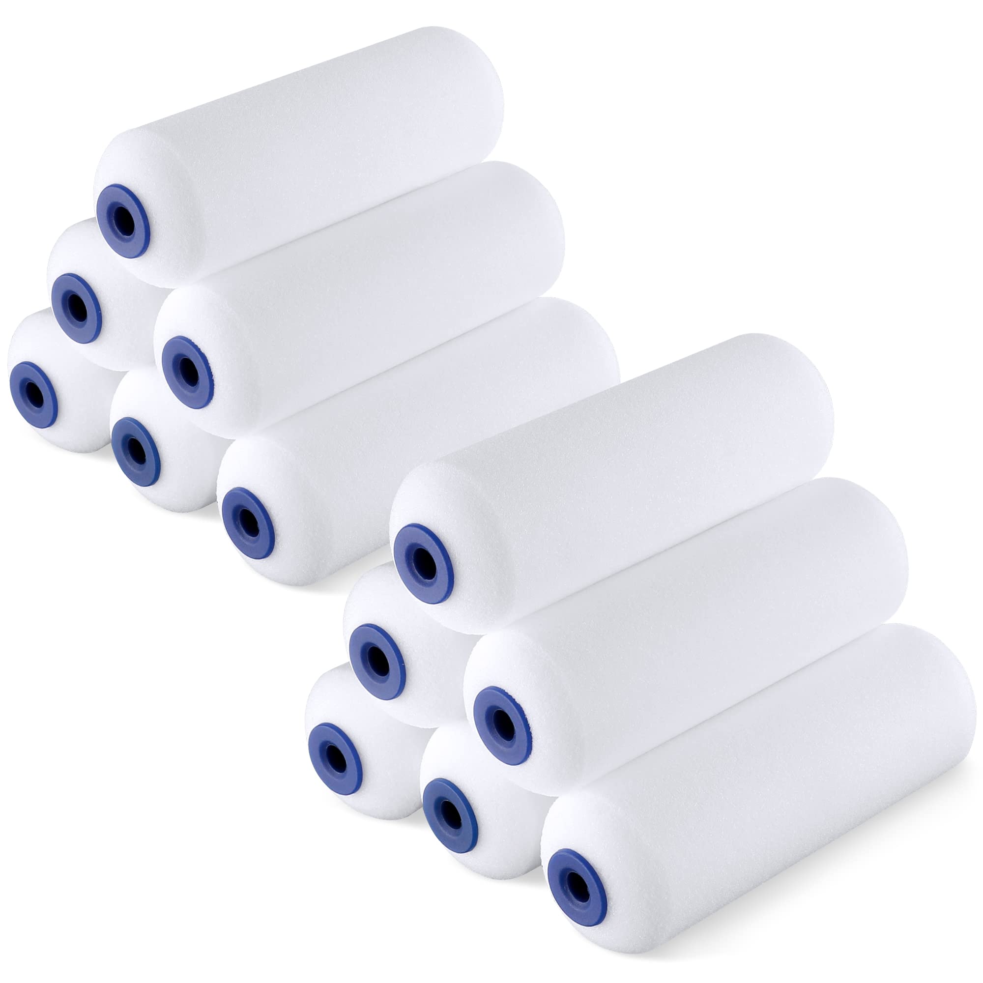 Photo 1 of WORKPRO 12-Pack Foam Paint Roller 4 inch, Small Paint Roller Kit, Mini Paint Roller for Painting Walls, Cabinets, Doors, Fences, etc.