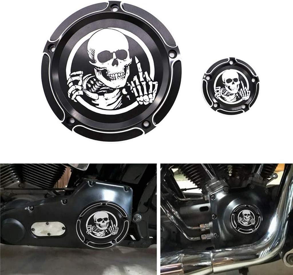 Goldfire CNC Derby Timer Cover and Points Covers for Harley 1999-2014 Harley Twin Cam Touring Road King Electra Glide FLHR FLHX FXST Dyna (Skull)