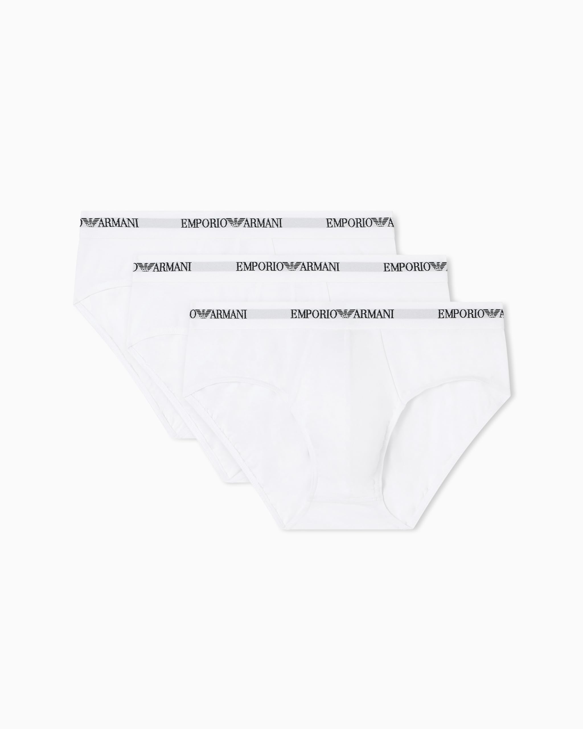 Emporio Armani Men’s Core Logo Band 3 Pack Brief, White/White/White, X-Large