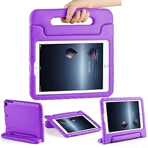 CAM-ULATA Case for iPad Air 1 Air 2 for Kids Toddlers for New iPad 2018/2017 9.7 inch Cover Shockproof Kids Proof for iPad 5th 6th Generation Purple