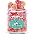 Candy Club Gourmet Gummy Peach Hearts, Sweet and Fruity Gummies for Gifts, Parties, Snacks, Candy Buffets, etc. - 7oz Jar