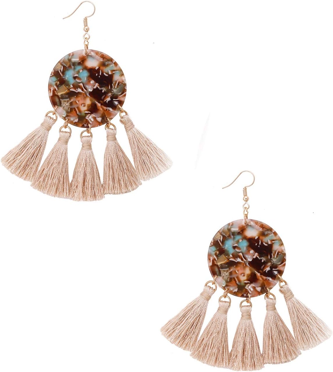 YAHPERN Acrylic Earrings for Women Girls Statement Geometric Earrings Resin Acetate Drop Dangle Earrings Mottled Hoop Earrings Fashion Jewelry(Brown)