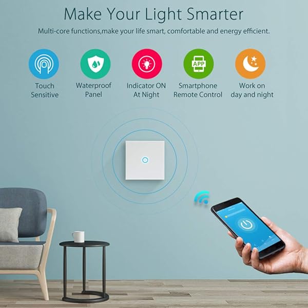 KKmoon Interruptor WiFi Smart Life Conmutador WiFi 1 Gang 24 GHz Soporta la conexin a una tecla APP mando a distancia sin necesidad de concentrador compatible con Alexa Google Home IFTTT