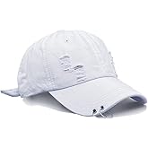 Nanwansu Unisex Ripped Distressed Denim Ring Baseball Cap Hip Hop Vintage Dad Hat Adjustable