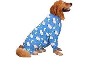 HDE Dog Pajamas One Piece Jammies Jumpsuit Pet Clothes Outfit Stretchy Lightweight Comfy Shirt Pjs for M-3XL Dogs Counting Sheep - 2XL